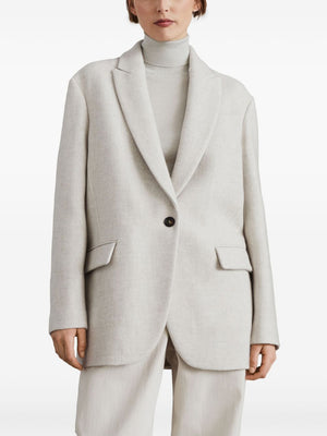 BRUNELLO CUCINELLI Women's Elegant Wool Blazer with Monili Chain Detail