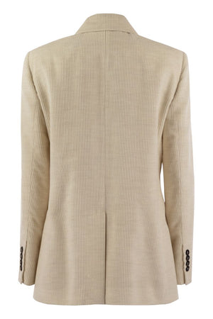 BRUNELLO CUCINELLI Elegant Ivory Double-Breasted Cotton Jacket