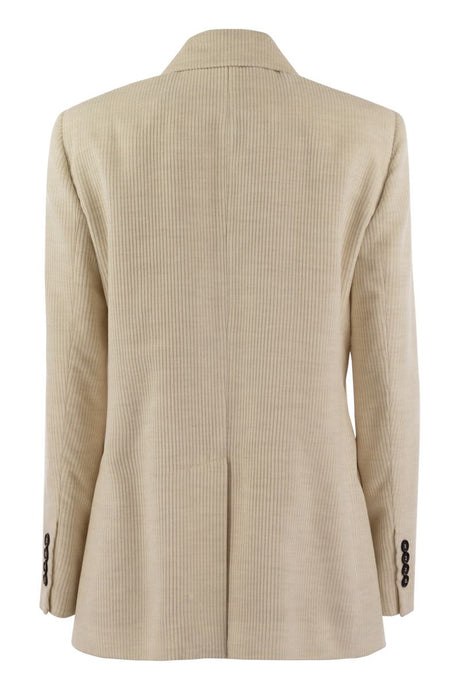 BRUNELLO CUCINELLI Elegant Ivory Double-Breasted Cotton Jacket