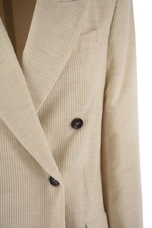 BRUNELLO CUCINELLI Elegant Ivory Double-Breasted Cotton Jacket