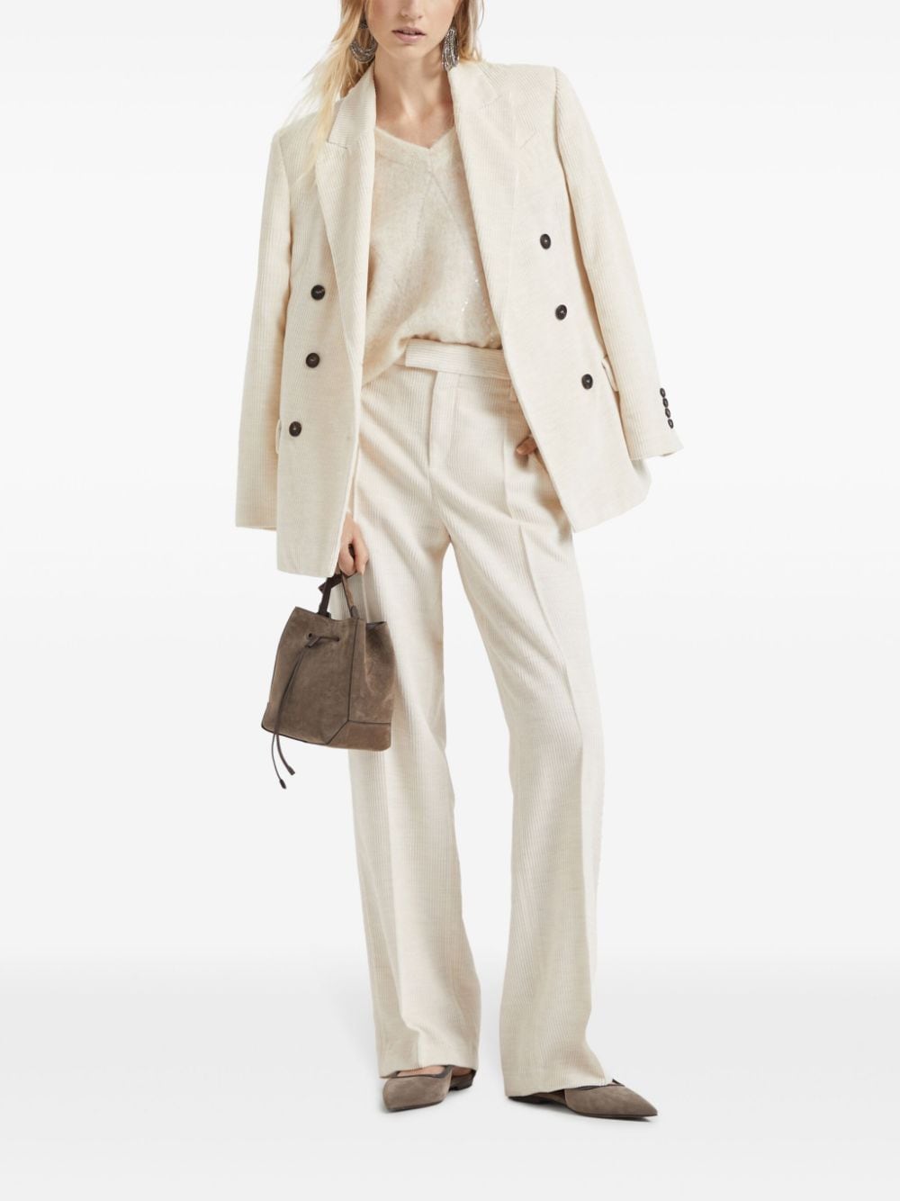 BRUNELLO CUCINELLI Elegant Ivory Double-Breasted Cotton Jacket