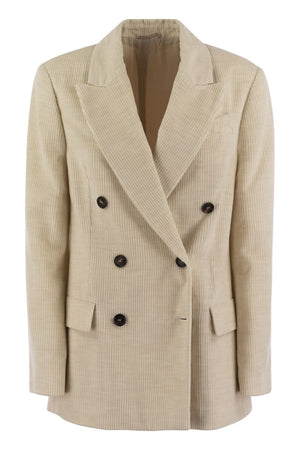 BRUNELLO CUCINELLI Elegant Ivory Double-Breasted Cotton Jacket