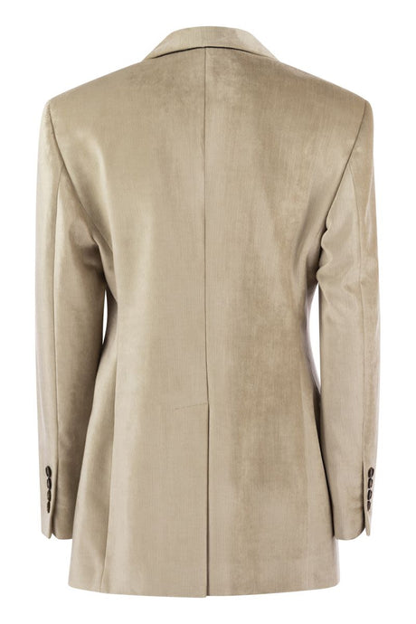 BRUNELLO CUCINELLI Elegant Twill Jacket with Monile Necklace Accent