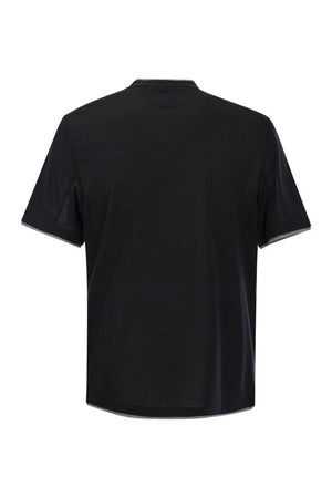 Men's Double Layer Cotton T-Shirt - Black