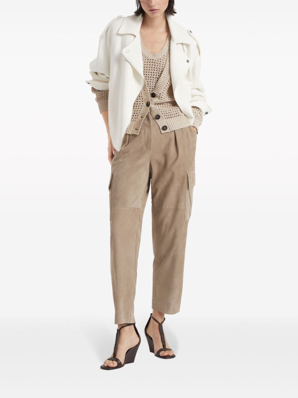 BRUNELLO CUCINELLI Cotton Cardigan for Women in Nude and Neutrals for SS24