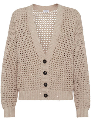 BRUNELLO CUCINELLI Cotton Cardigan for Women in Nude and Neutrals for SS24