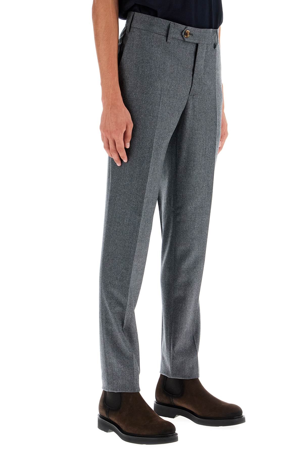 BRUNELLO CUCINELLI Italian Fit Flannel Trousers for Men - Size 48