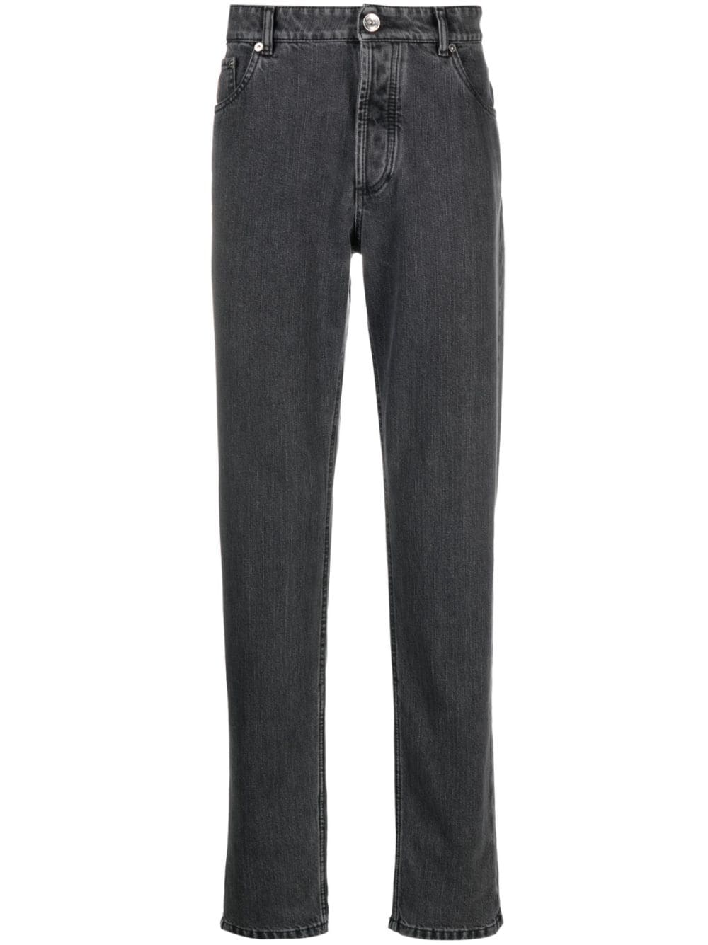 BRUNELLO CUCINELLI Charcoal Grey Cotton Slim Cut Men's Denim Jeans