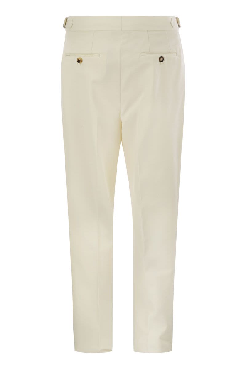 BRUNELLO CUCINELLI Tailor-Fit Cotton Gabardine Trousers for Men