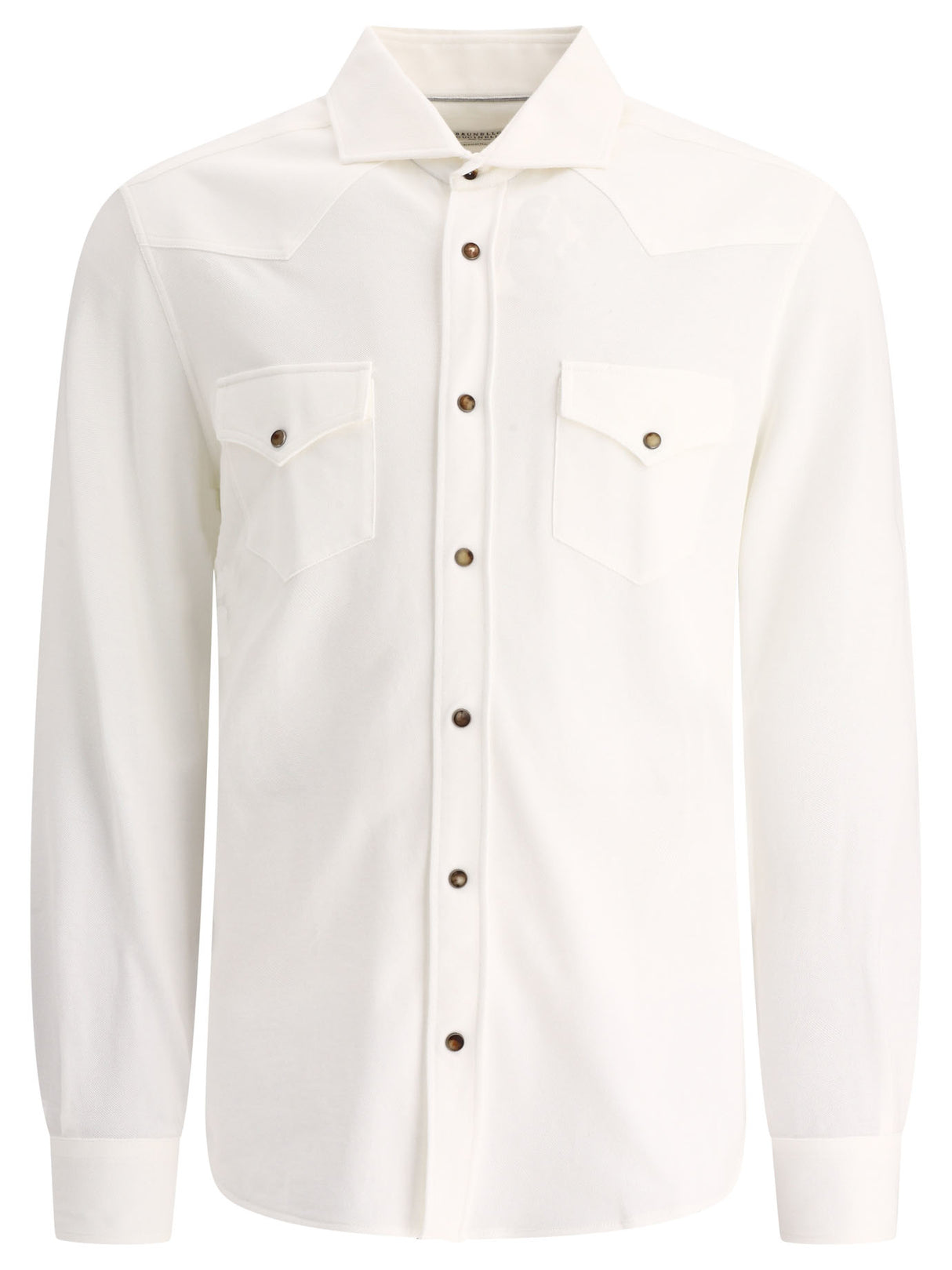 قميص رجالي أبيض من القطن الطبيعي مع جيوب الصدر لربيع وصيف ٢٤