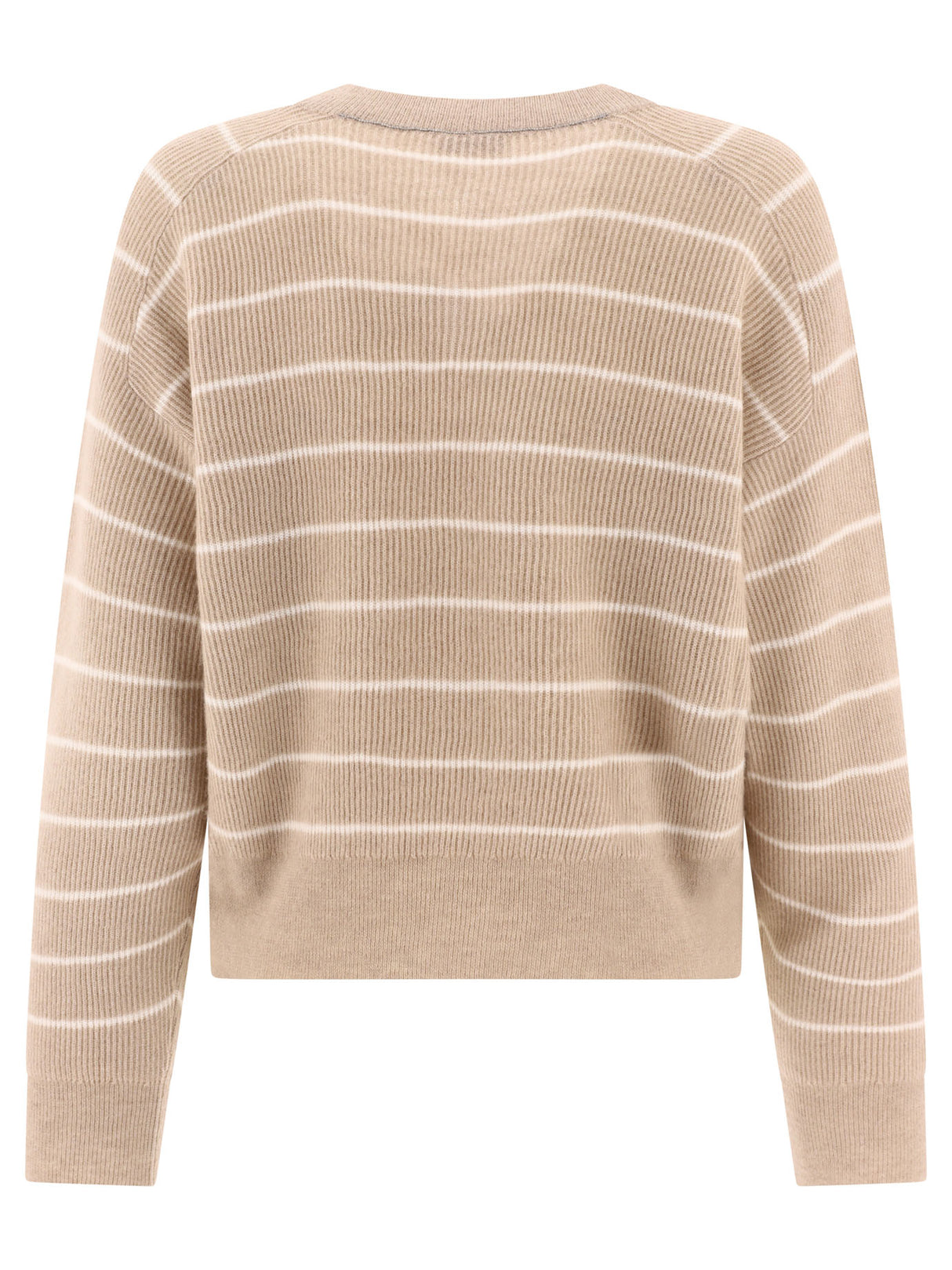 BRUNELLO CUCINELLI Striped English Rib Knit Sweater with Sparkle Detail