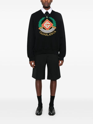 CASABLANCA Crest Embroidered Organic Cotton Sweatshirt