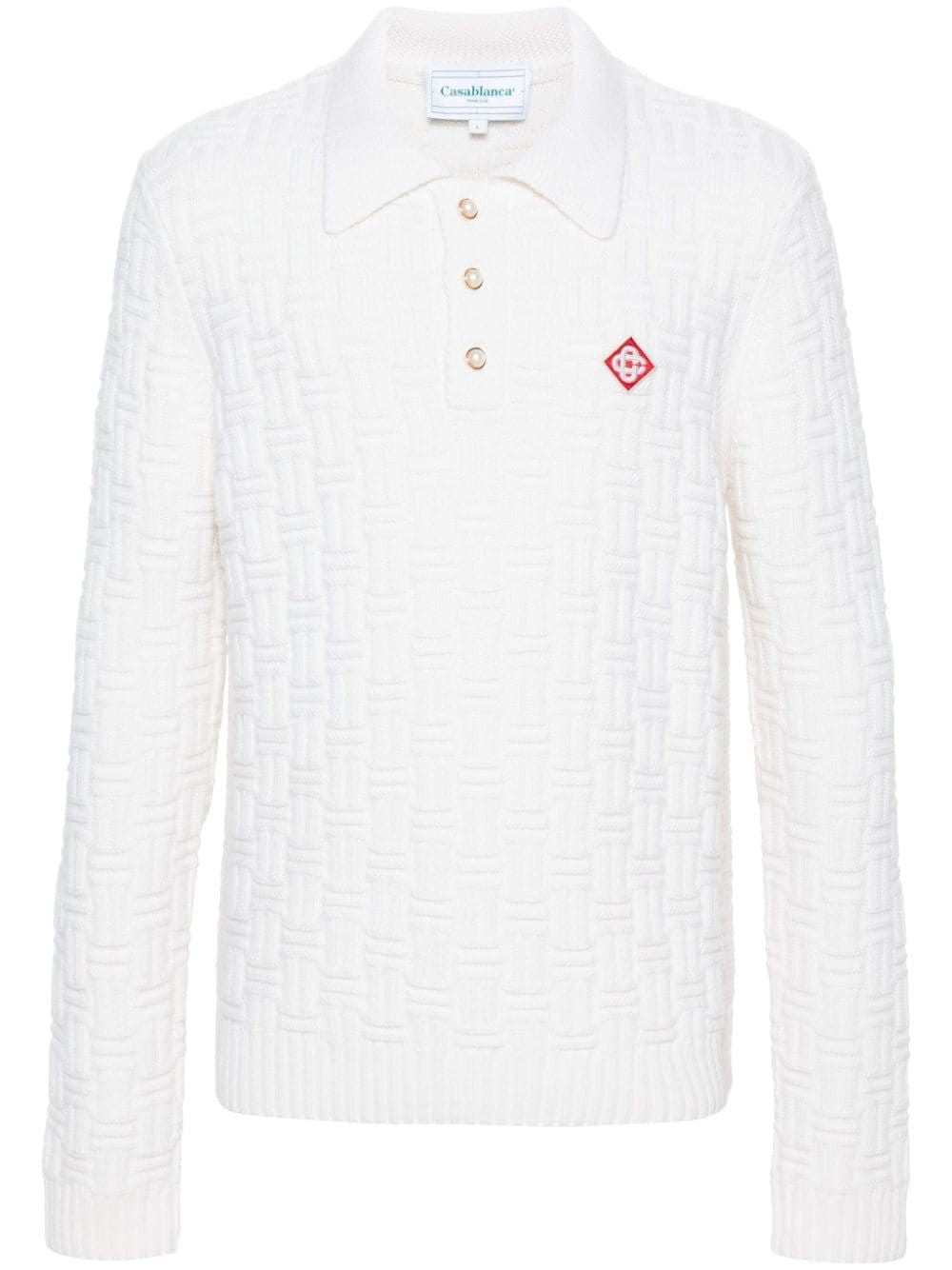 CASABLANCA Luxury White Wool Polo