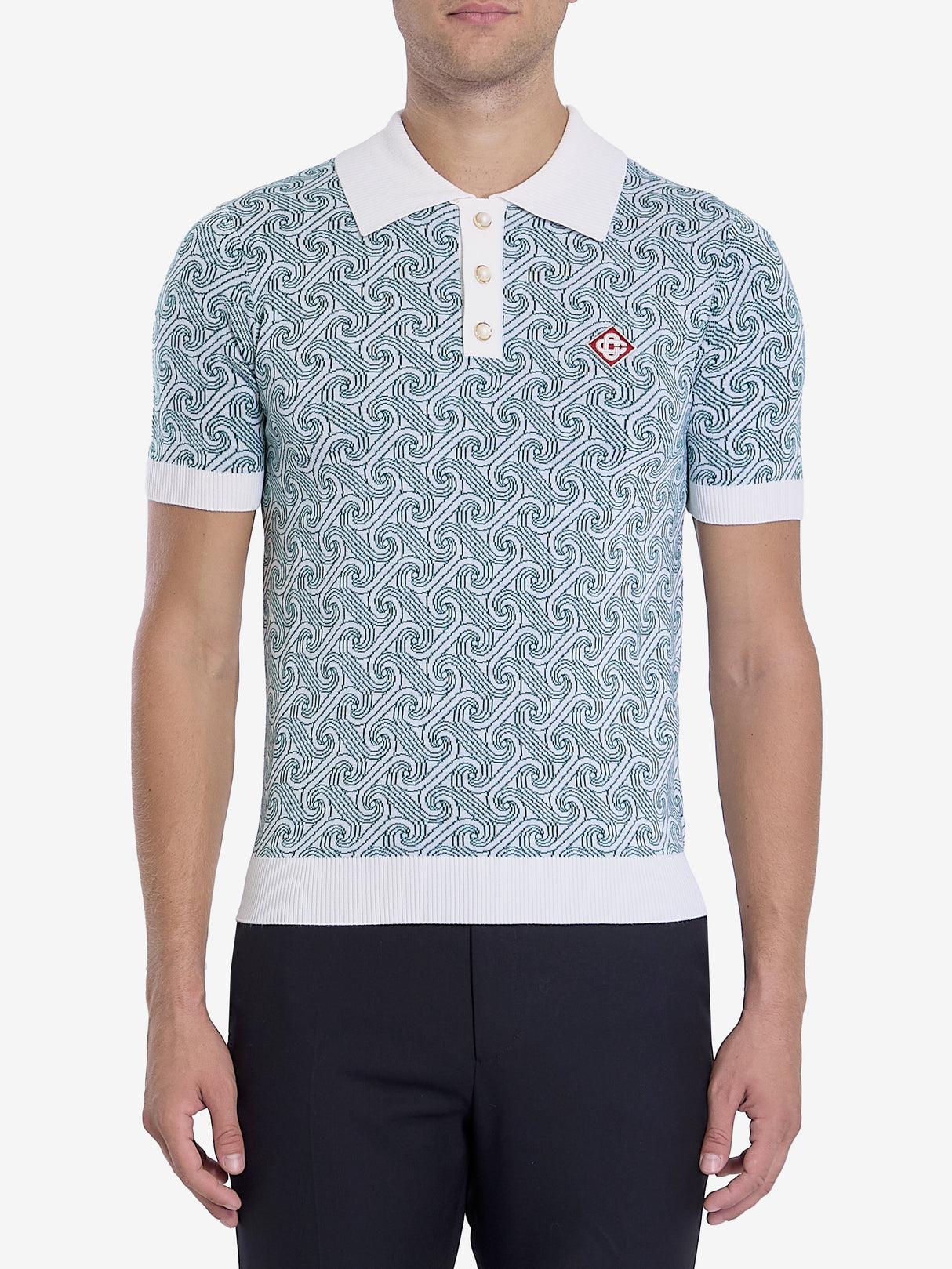 CASABLANCA Jacquard Monogram Polo Shirt - Regular Fit