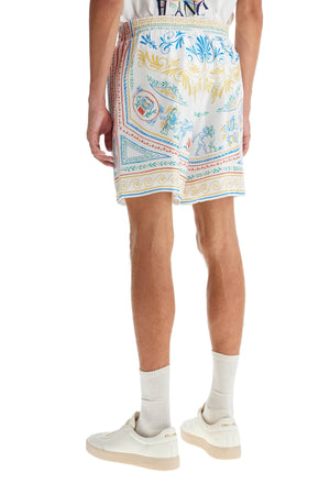 CASABLANCA Silk Twill Bermuda Shorts with Crayon Vase Print