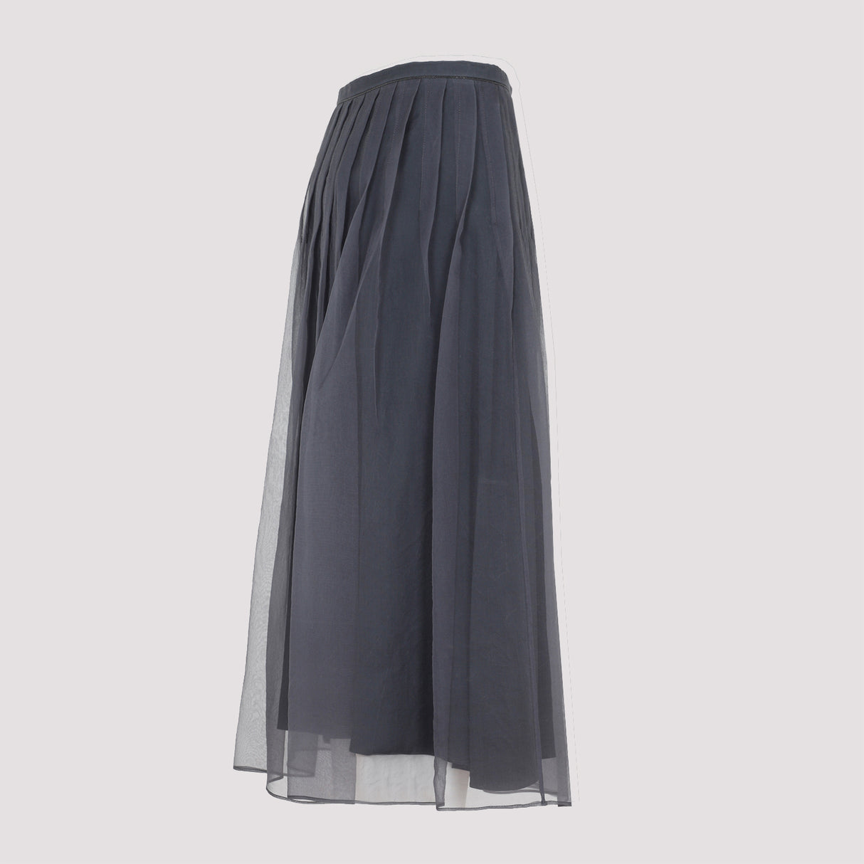 BRUNELLO CUCINELLI Elegant Silk Midi Skirt with Monili Detail