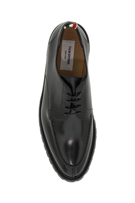 Black Leather Derby Dress Shoes for Men by THOM BROWNE FW24