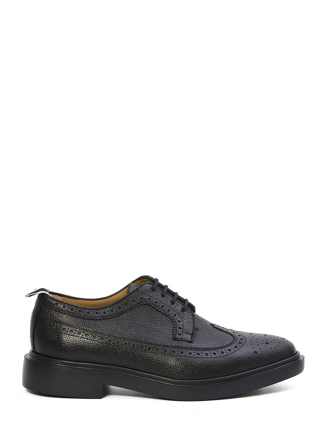 THOM BROWNE Men's Black Leather Lace-Up Moccasins for SS23