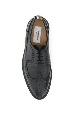 THOM BROWNE Men's Black Leather Lace-Up Moccasins for SS23