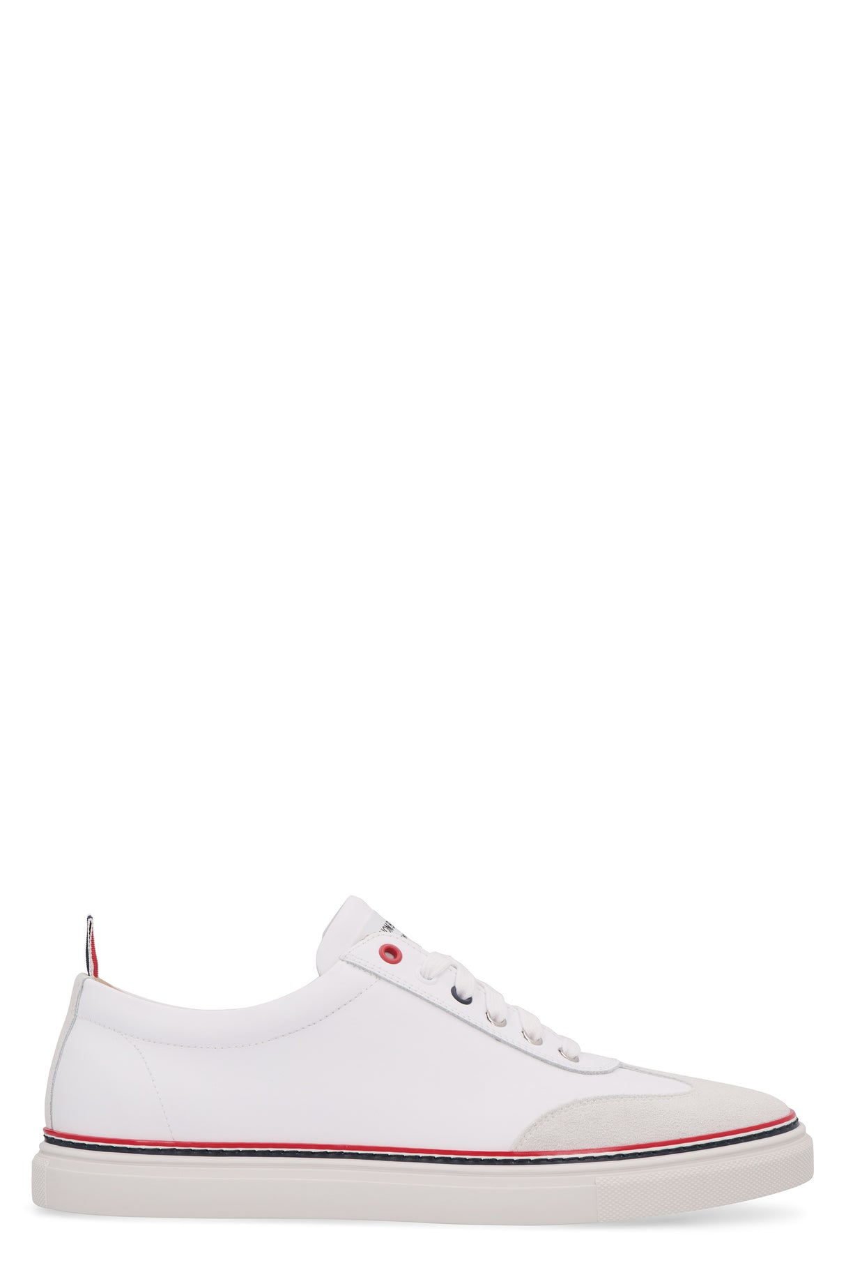 THOM BROWNE Men's White Leather Low-Top Sneakers for SS24