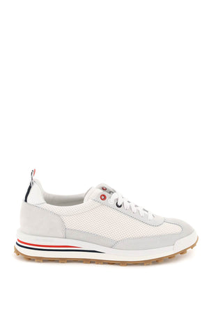 Men's Mesh Sneakers with Contrasting Suede Inserts and Tricolor Details