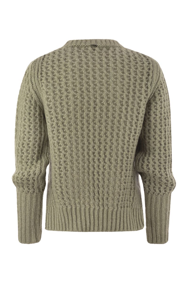 HERNO Elegant Alpaca-Wool Blend Sweater with Graphic Openwork