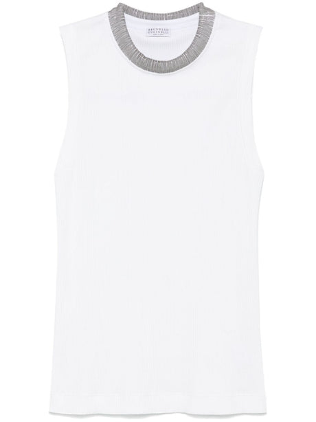 BRUNELLO CUCINELLI Sleeveless Cotton Tank Top with Signature Detail