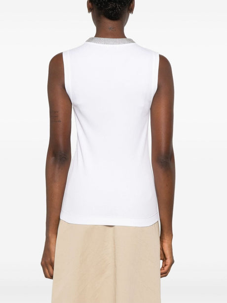 BRUNELLO CUCINELLI Sleeveless Cotton Tank Top with Signature Detail