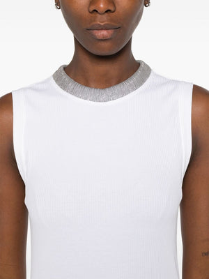 BRUNELLO CUCINELLI Sleeveless Cotton Tank Top with Signature Detail