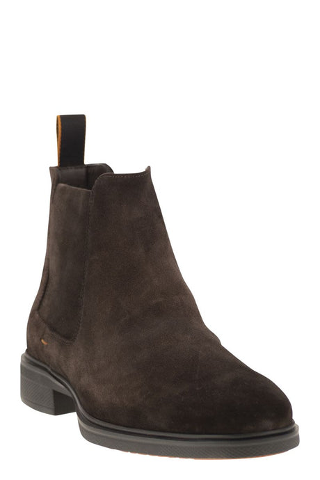 SANTONI Boot Chelsea Da Suede Nhẹ Cho Nam - Gót 3.5 cm