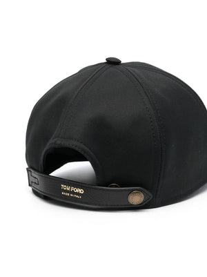 TOM FORD Men's Adjustable Black Embroidered Logo Cap