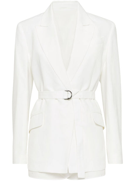 BRUNELLO CUCINELLI Luxe Linen Jacket with Belt and Exquisite Details