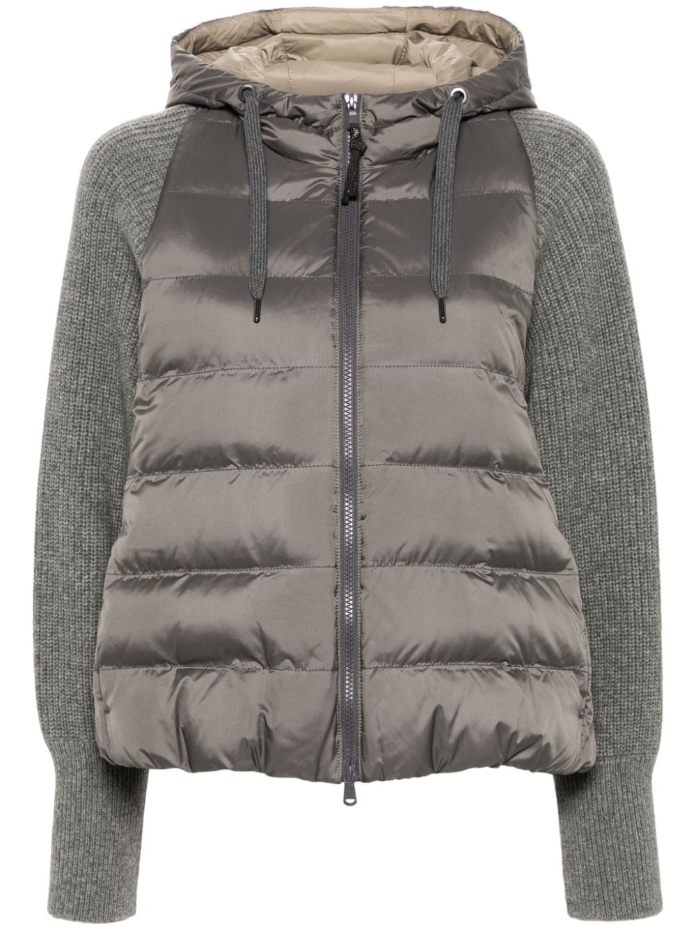 BRUNELLO CUCINELLI Luxury Wool-Cashmere Padded Jacket with Monili Detail