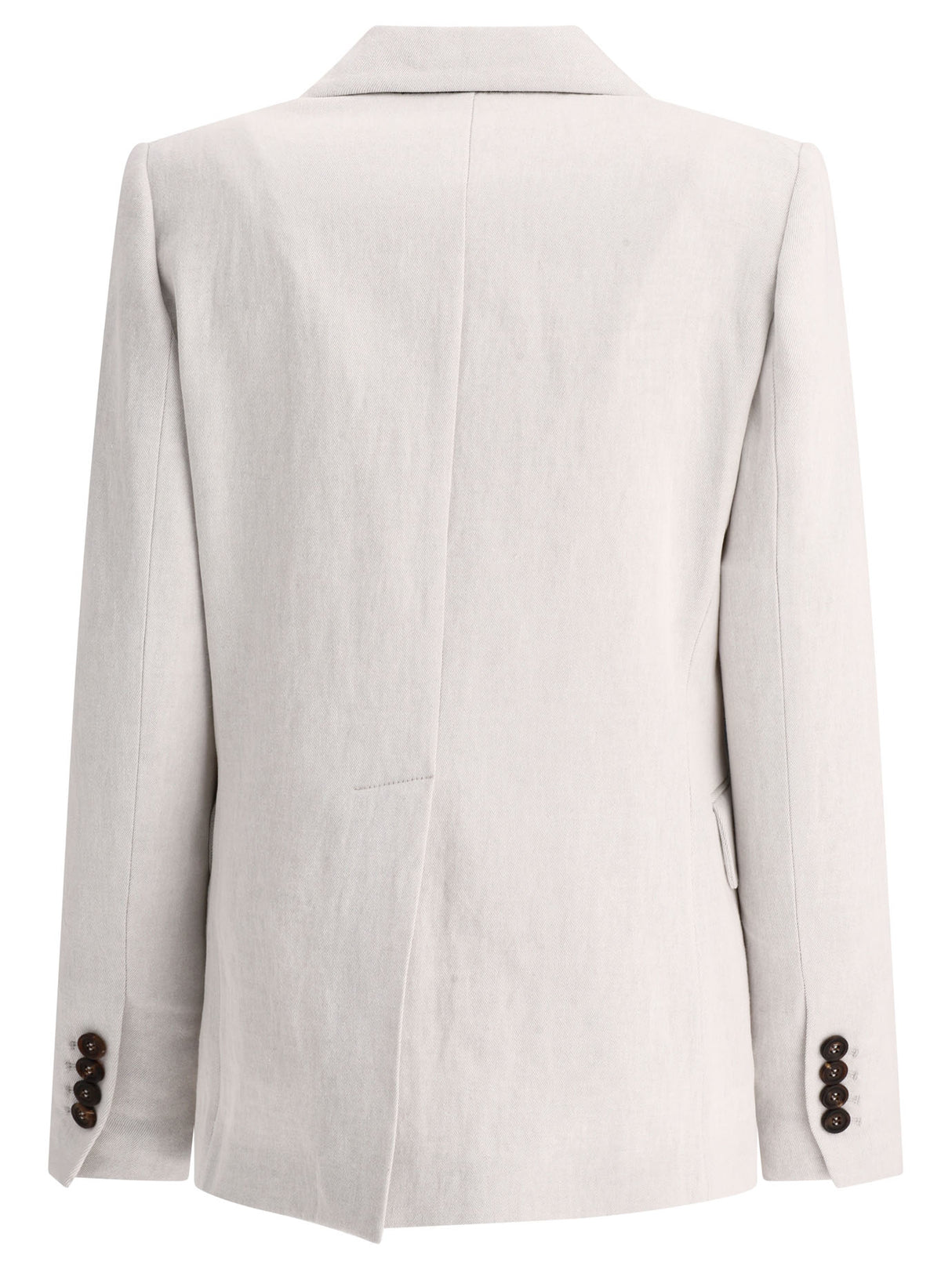 Áo khoác nữ Cotton-Linen Grey với tuyến cổ phối ren và viền rãnh giữa