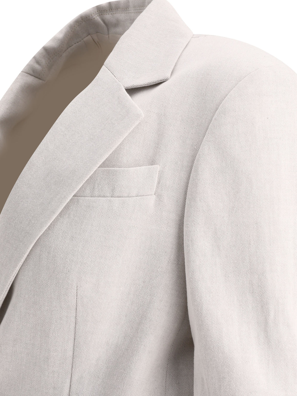 Women's Cotton-Linen Blend Blazer in Grey with Notch Lapels and Central Slit