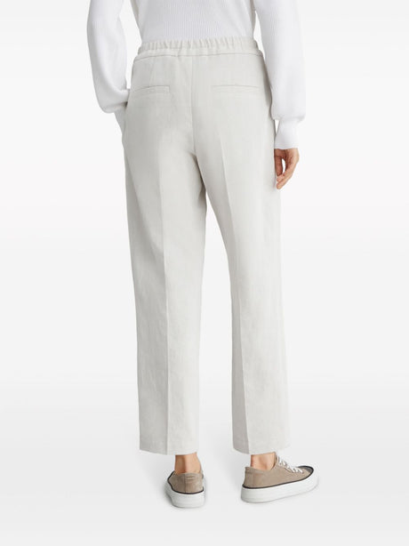 BRUNELLO CUCINELLI Beige Cotton Linen Pants for Women - SS24 Collection