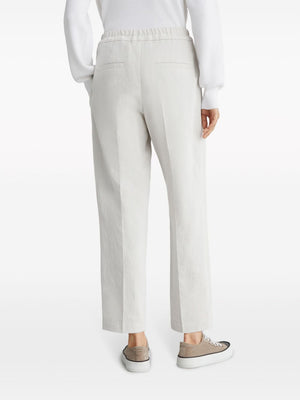 BRUNELLO CUCINELLI Relaxed Fit Cotton and Linen Blend Slouchy Trousers for Women