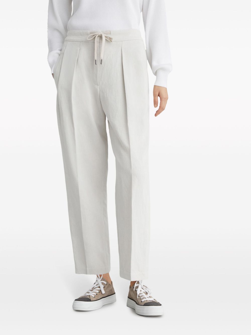 BRUNELLO CUCINELLI Slouchy Cotton-Linen Pants (Size IT 40) - Effortless Chic for SS24