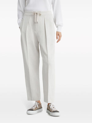 BRUNELLO CUCINELLI Slouchy Cotton and Linen Trousers for Women - Mixed Colors