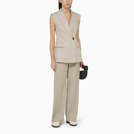 BRUNELLO CUCINELLI Light Grey Linen Waistcoat for Women | SS24 Collection