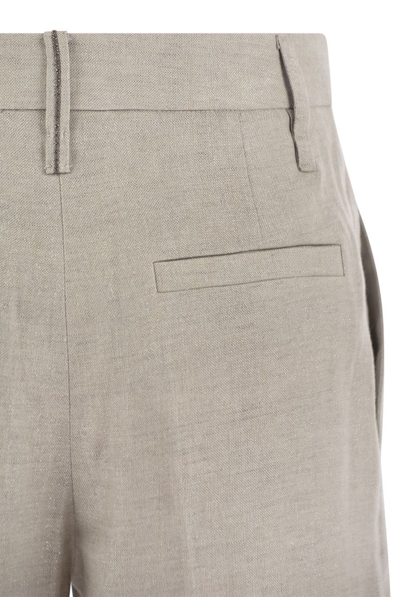 BRUNELLO CUCINELLI Light Grey Straight Pants for Women - 24SS Season