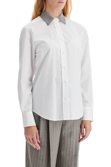 BRUNELLO CUCINELLI Elegant Beaded Collar Cotton Shirt