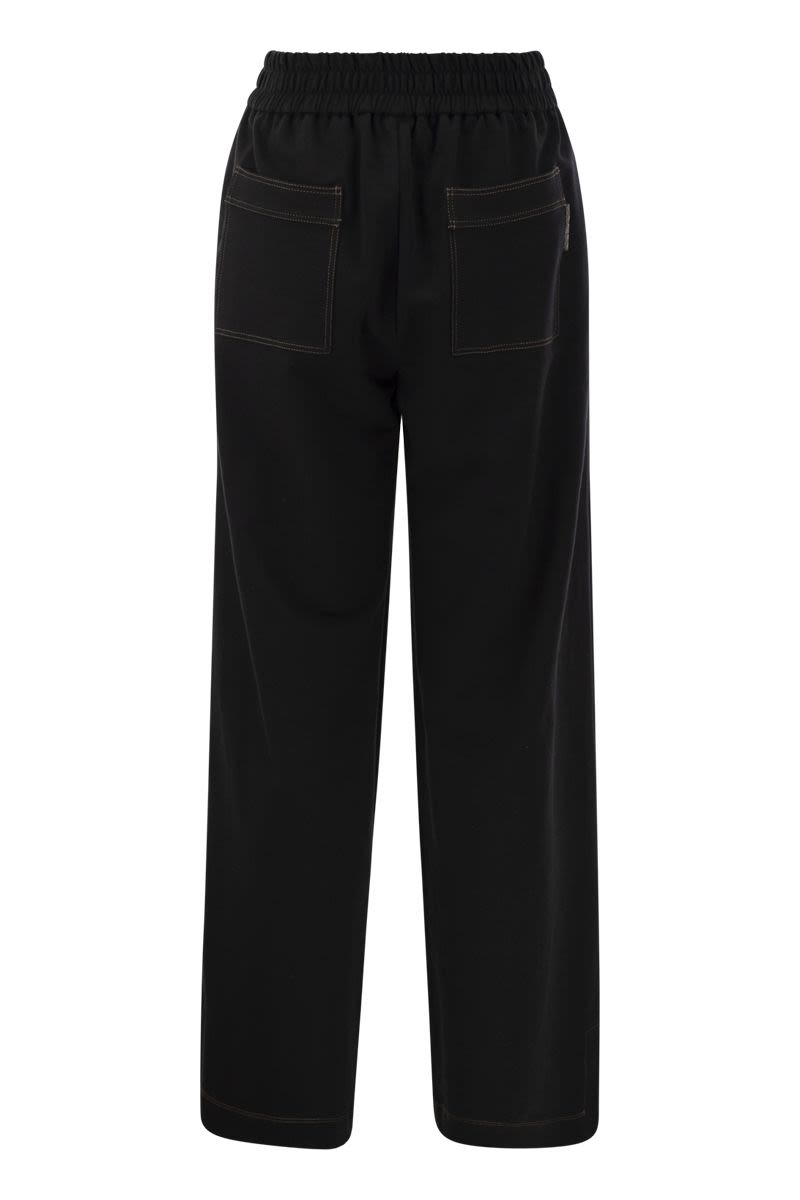 BRUNELLO CUCINELLI High-Waisted Elastic Sweatpants with Contrast Stitching