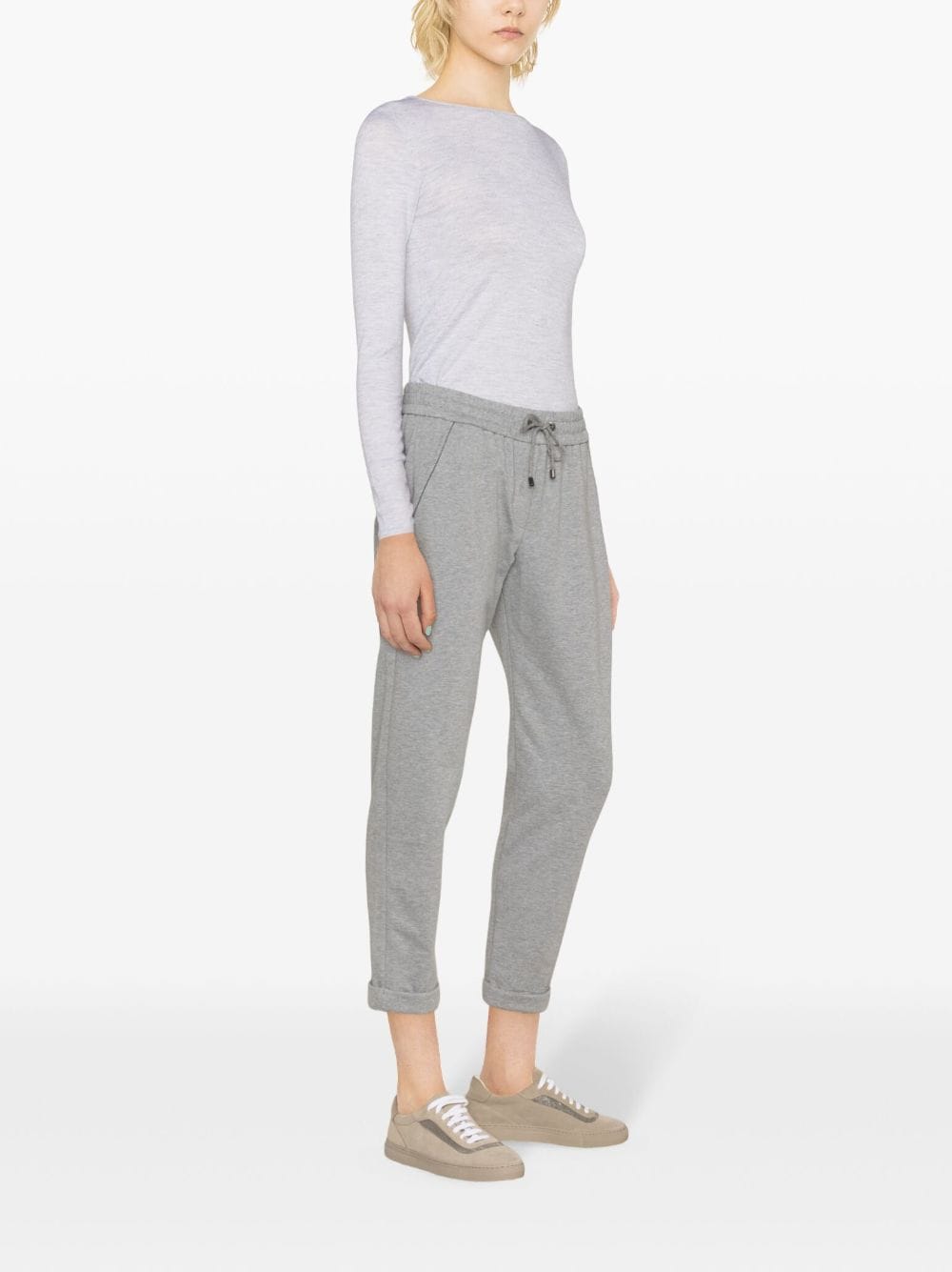 BRUNELLO CUCINELLI Women's Grey Training Shorts for the 2024 Season