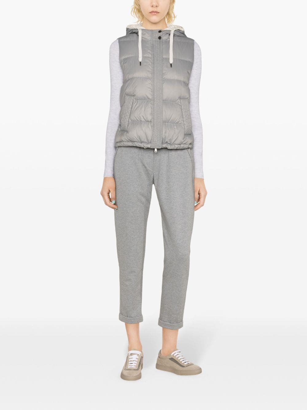 BRUNELLO CUCINELLI Women's Grey Training Shorts for the 2024 Season