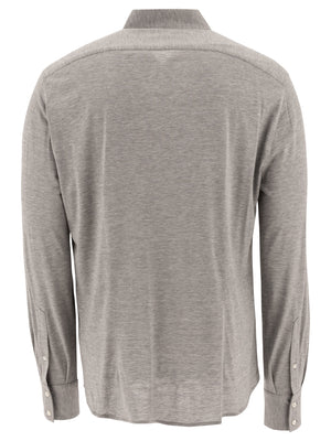 BRUNELLO CUCINELLI Lightweight Silk and Cotton Long Sleeve T-Shirt for Men