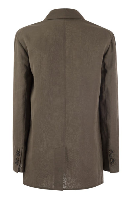 BRUNELLO CUCINELLI Contemporary Women's Brown Cotton Jacket with Jewelled Detail