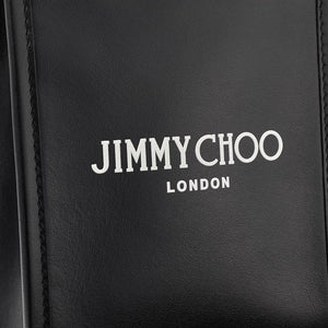 JIMMY CHOO Mini Black Leather Handbag with Studded Logo and Silver Accents