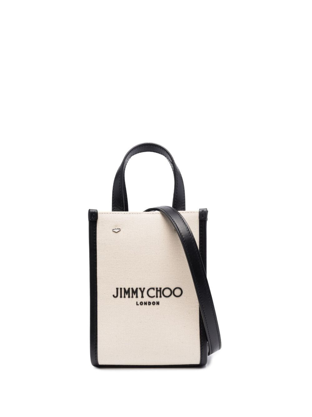 Mini Shopper Crossbody Bag with Logo Details in Neutral Shades