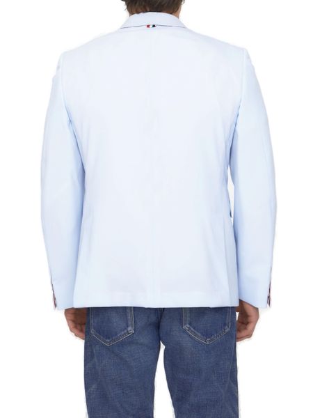 THOM BROWNE Men's Single-Breasted Wool Jacket in Light Blue for SS23